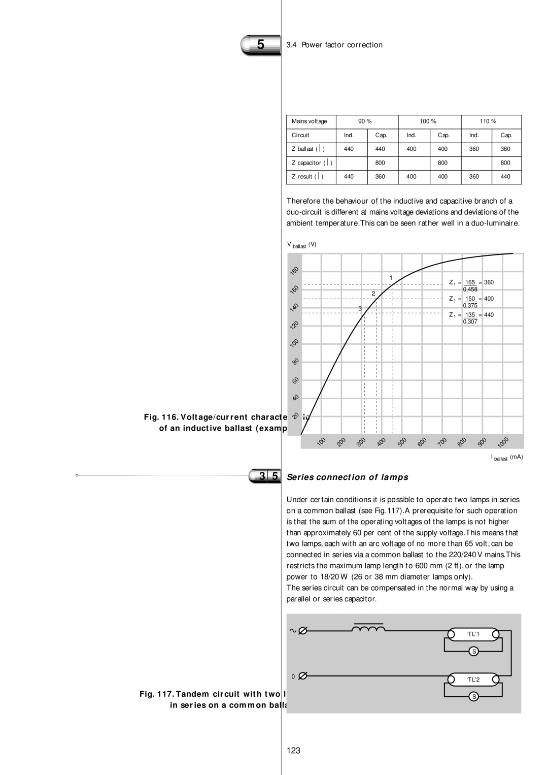 Philips Electromagnetic Lamp manual Series connection of lamps, 123 