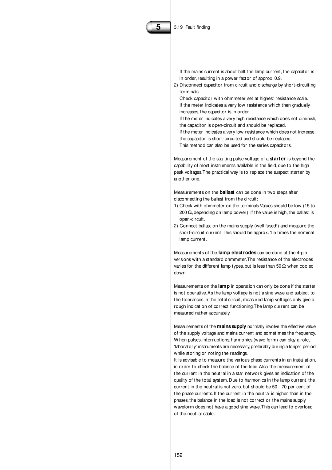 Philips Electromagnetic Lamp manual 152, Fault finding 