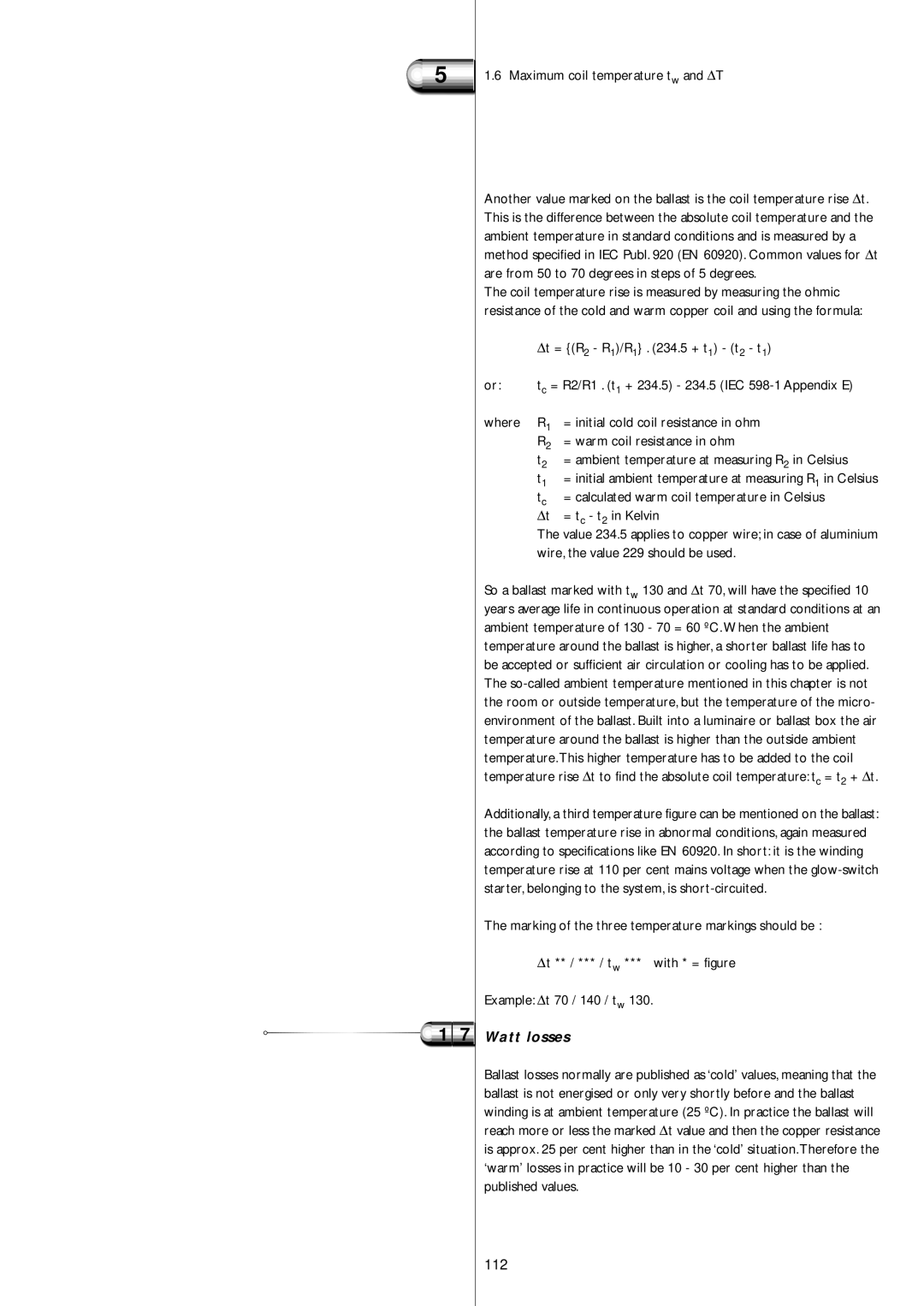 Philips Electromagnetic Lamp manual Watt losses, 112 