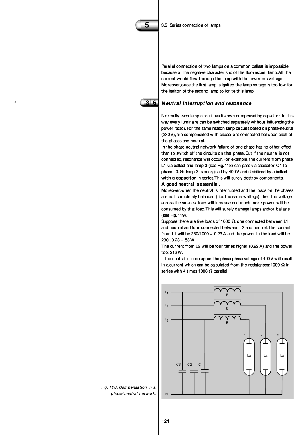Philips Electromagnetic Lamp manual 3 6 Neutral interruption and resonance, A good neutral is essential 