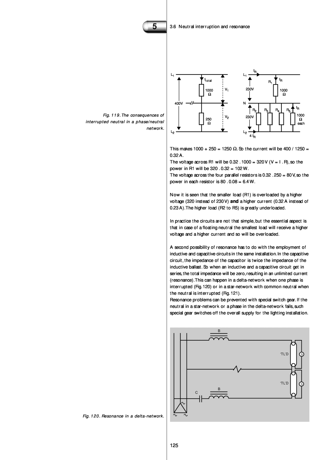 Philips Electromagnetic Lamp manual Resonance in a delta-network, Neutral interruption and resonance 