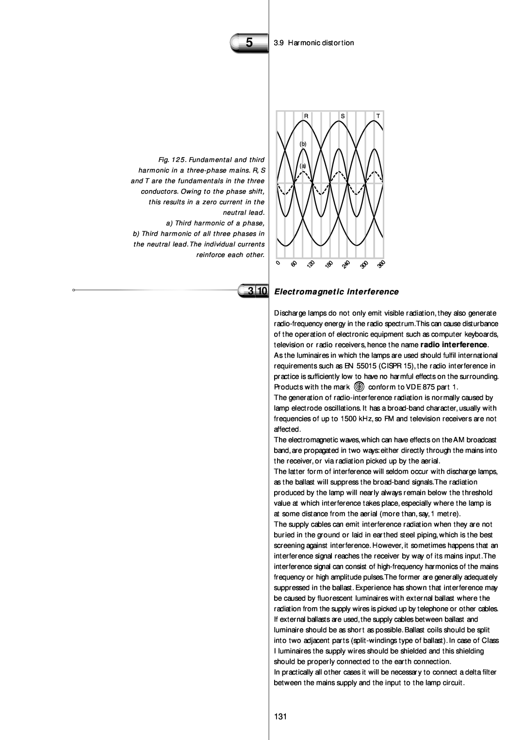 Philips Electromagnetic Lamp manual 3 10Electromagnetic interference, aThird harmonic of a phase, reinforce each other 