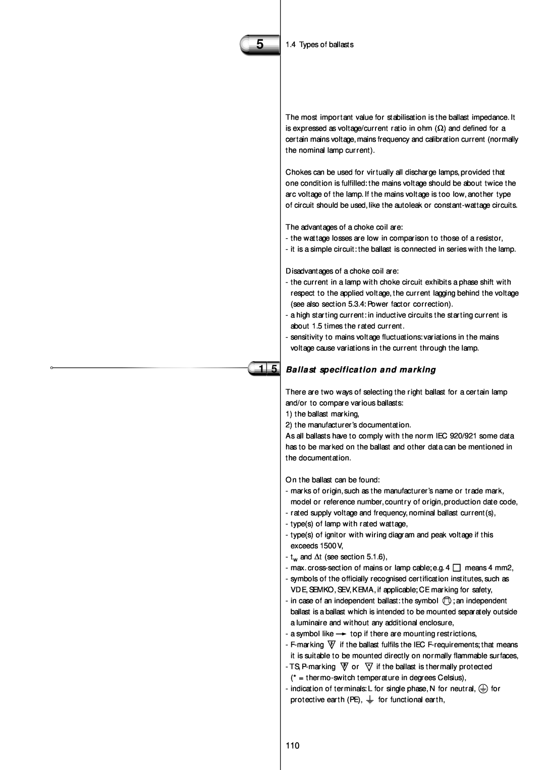 Philips Electromagnetic Lamp manual Ballast specification and marking 