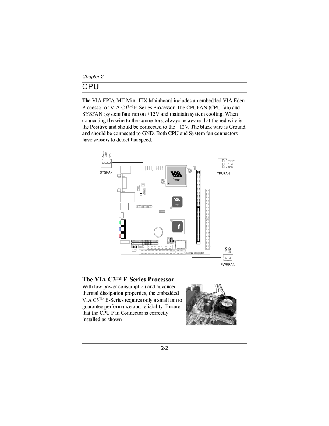 Philips EPIA-MII user manual Cpu, VIA C3TM E-Series Processor 