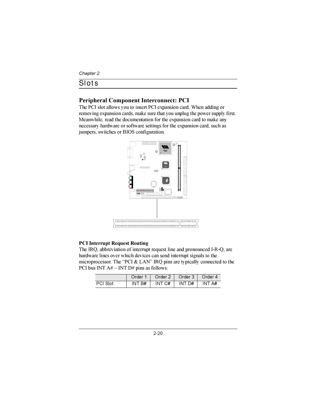 Philips EPIA-MII user manual Peripheral Component Interconnect PCI, PCI Interrupt Request Routing 