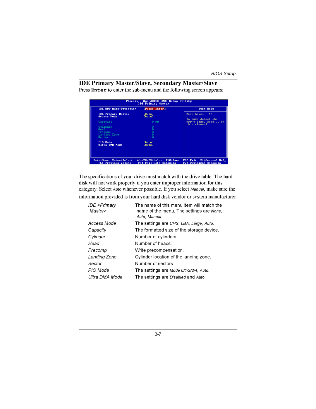 Philips EPIA-MII user manual IDE Primary Master/Slave, Secondary Master/Slave 