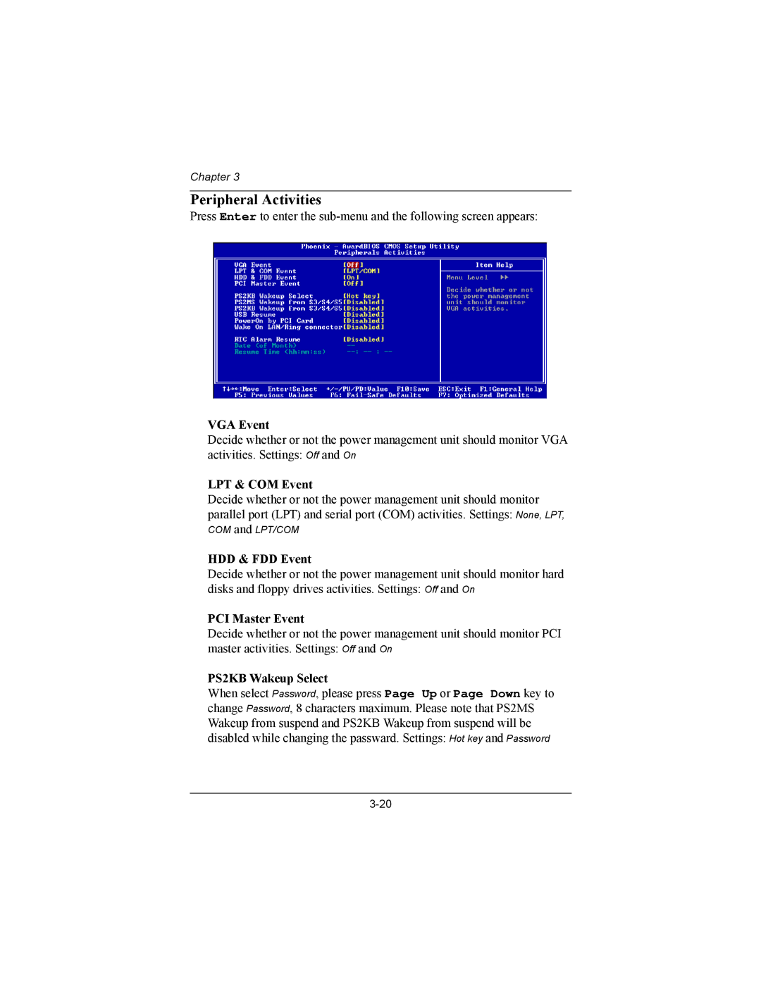 Philips EPIA-MII user manual Peripheral Activities 