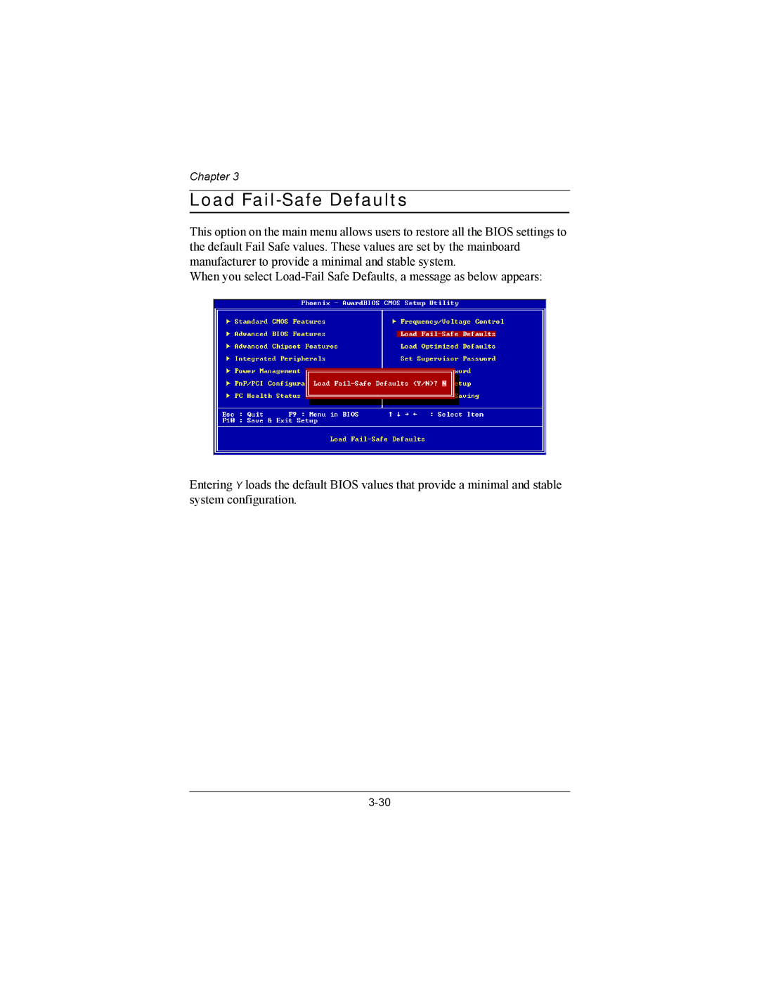 Philips EPIA-MII user manual Load Fail-Safe Defaults 