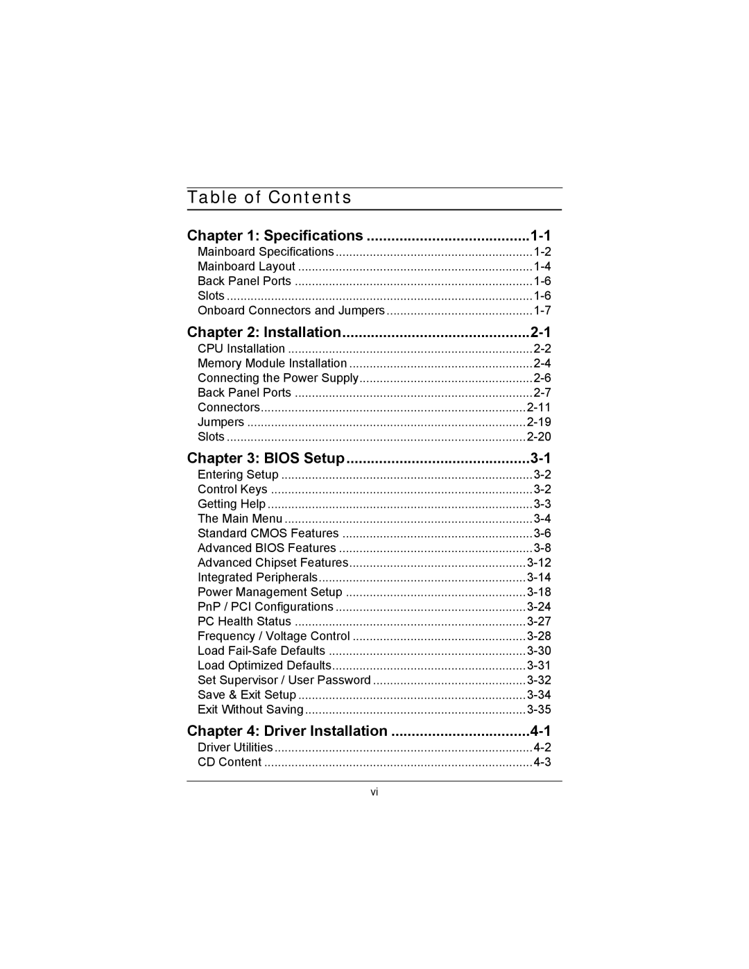 Philips EPIA-MII user manual Table of Contents 