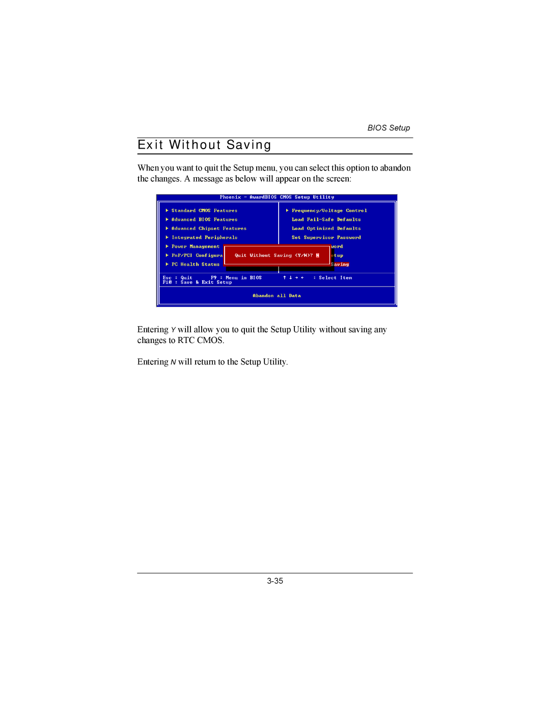 Philips EPIA-MII user manual Exit Without Saving 