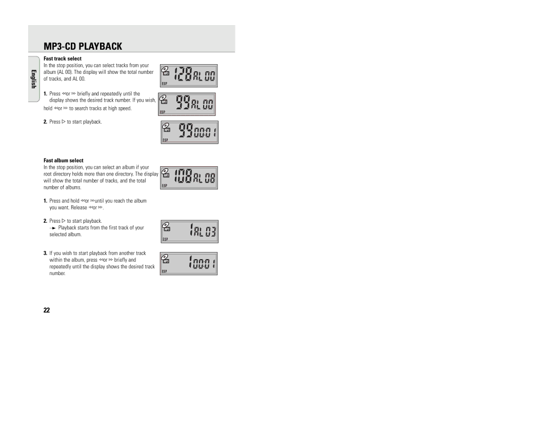 Philips EXP 103, EXP 101 manual Press 2 to start playback 