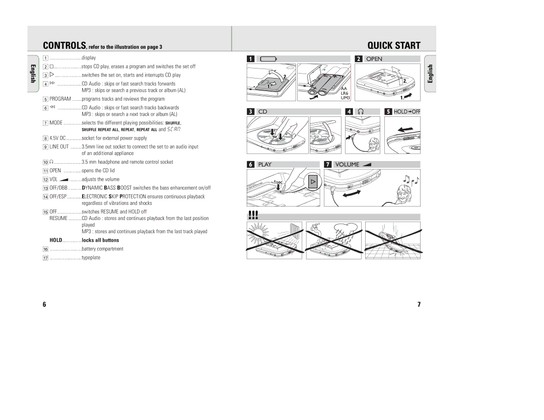 Philips EXP 103/16, EXP 103/01, EXP 101/16, EXP 101/01 manual CONTROLS, refer to the illustration on, Locks all buttons 