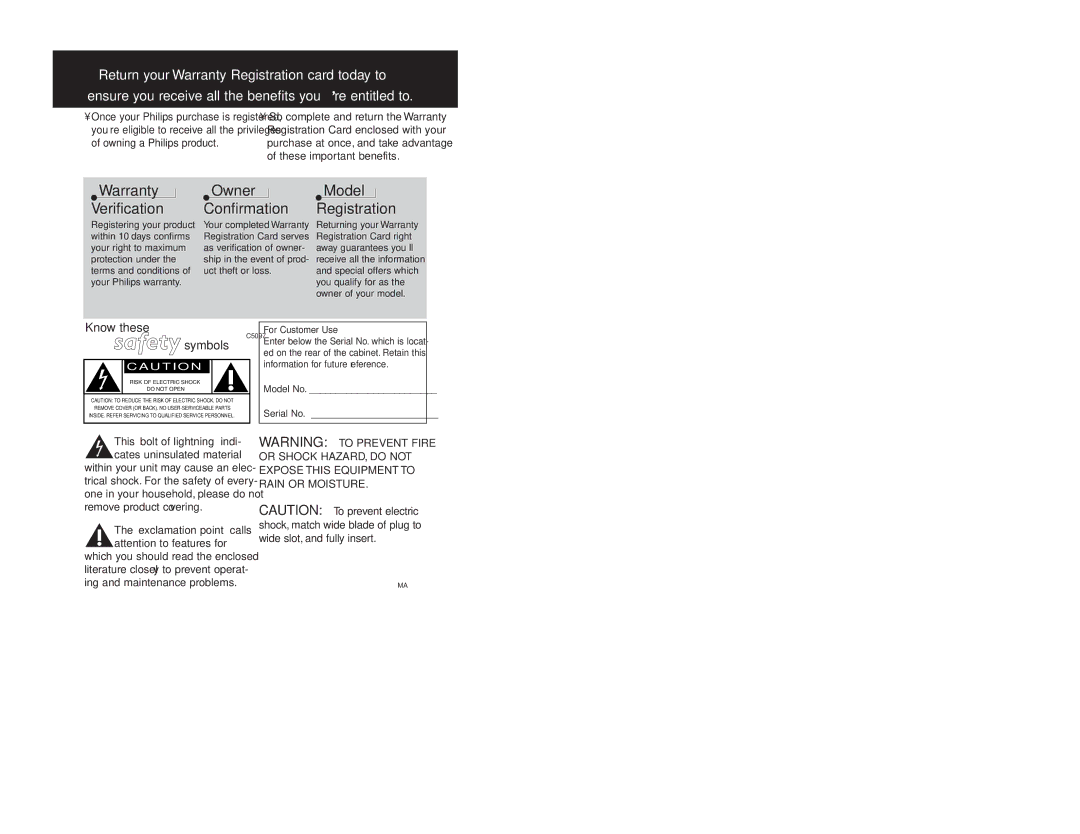 Philips EXP 201, EXP 203 manual Ssaaffeettyy symbols 