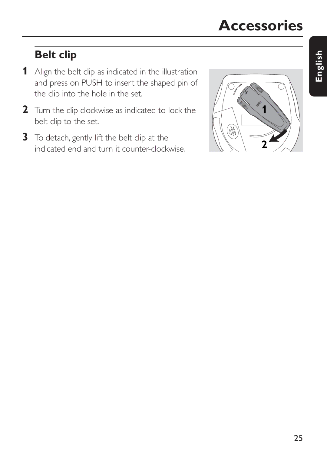 Philips EXP 301/11 manual Belt clip 