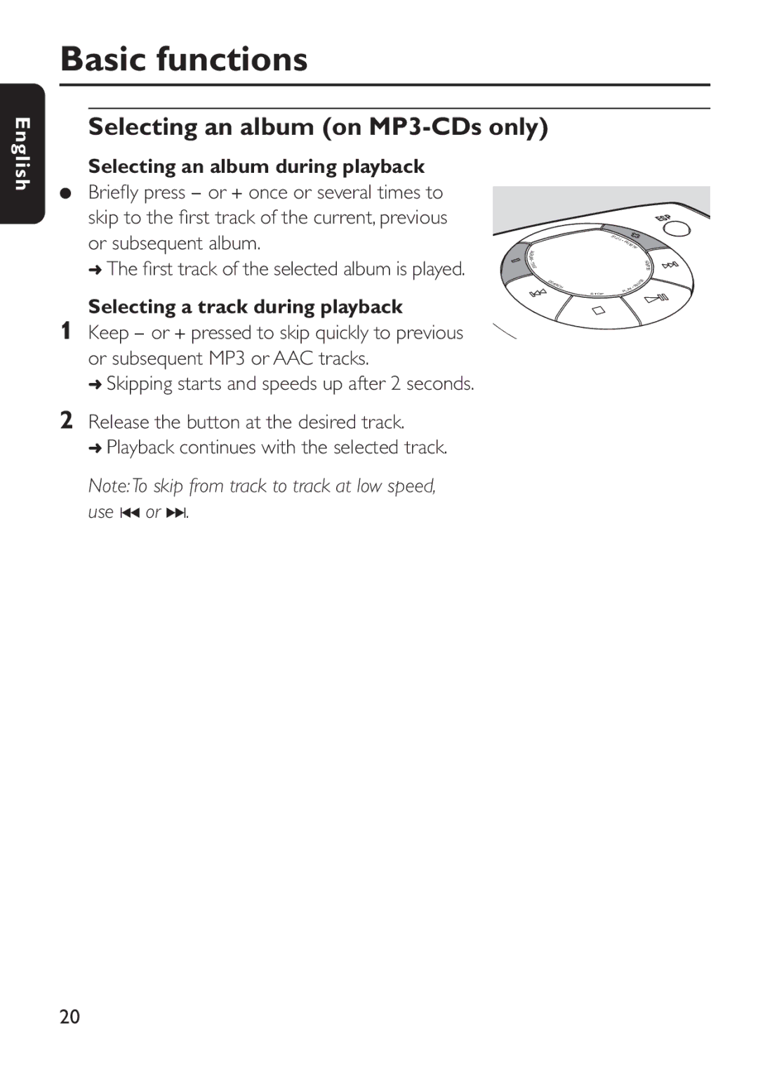 Philips EXP 303, EXP 301 manual Selecting an album on MP3-CDs only, Selecting an album during playback 