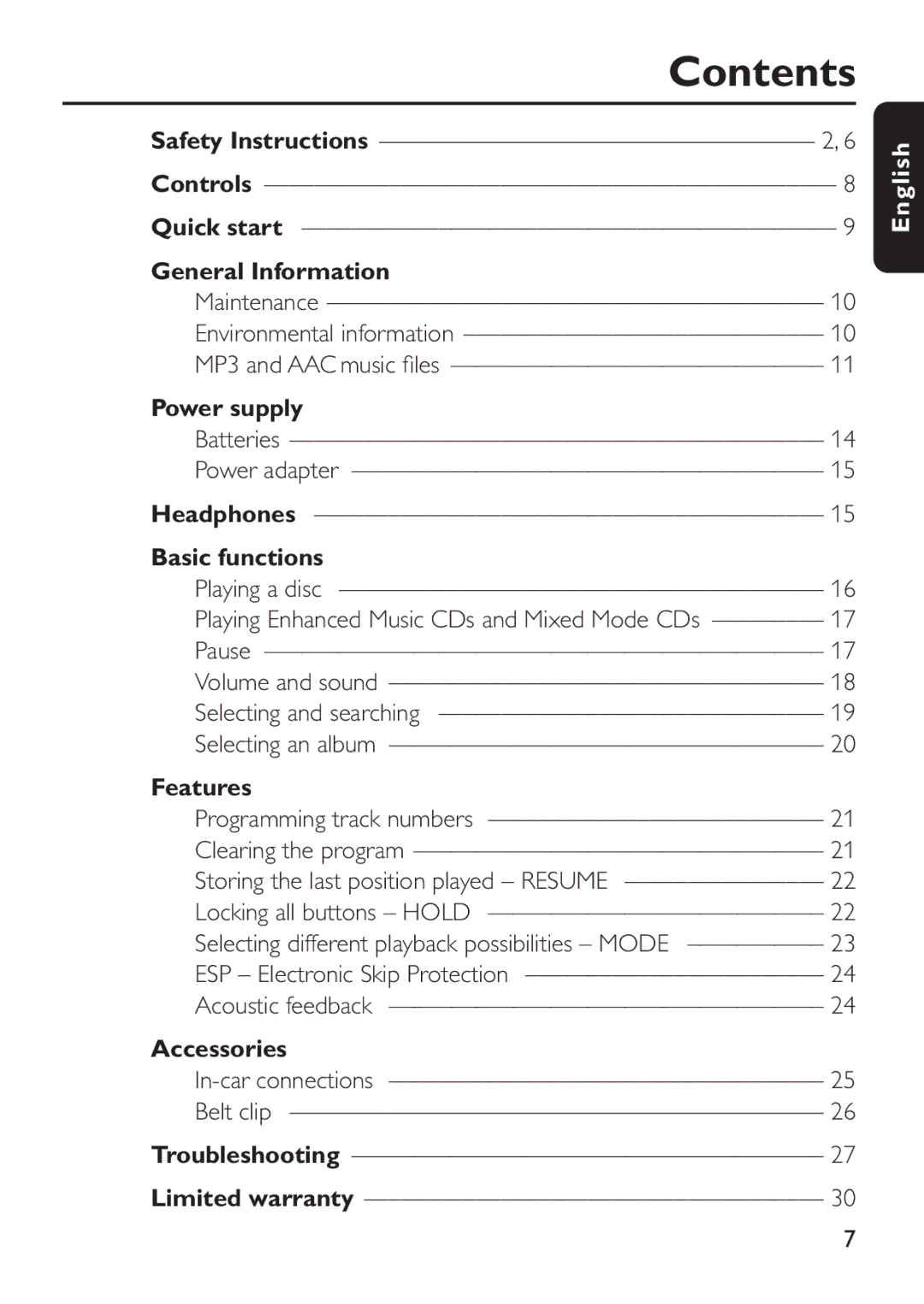 Philips EXP 301, EXP 303 manual Contents 