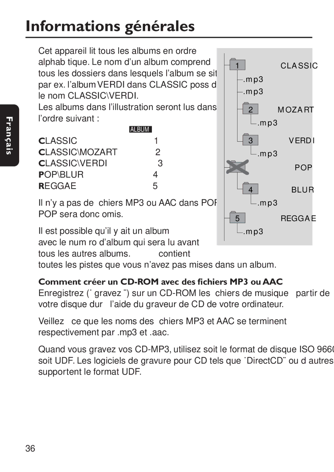 Philips EXP 501/00 manual Lordre suivant, POP sera donc omis, Il est possible quil y ait un album Various 