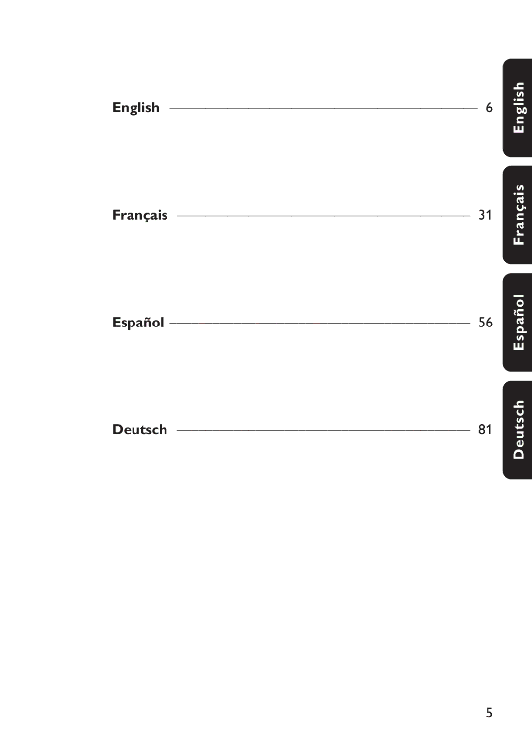 Philips EXP 501/00 manual Deutsch Español Français English 