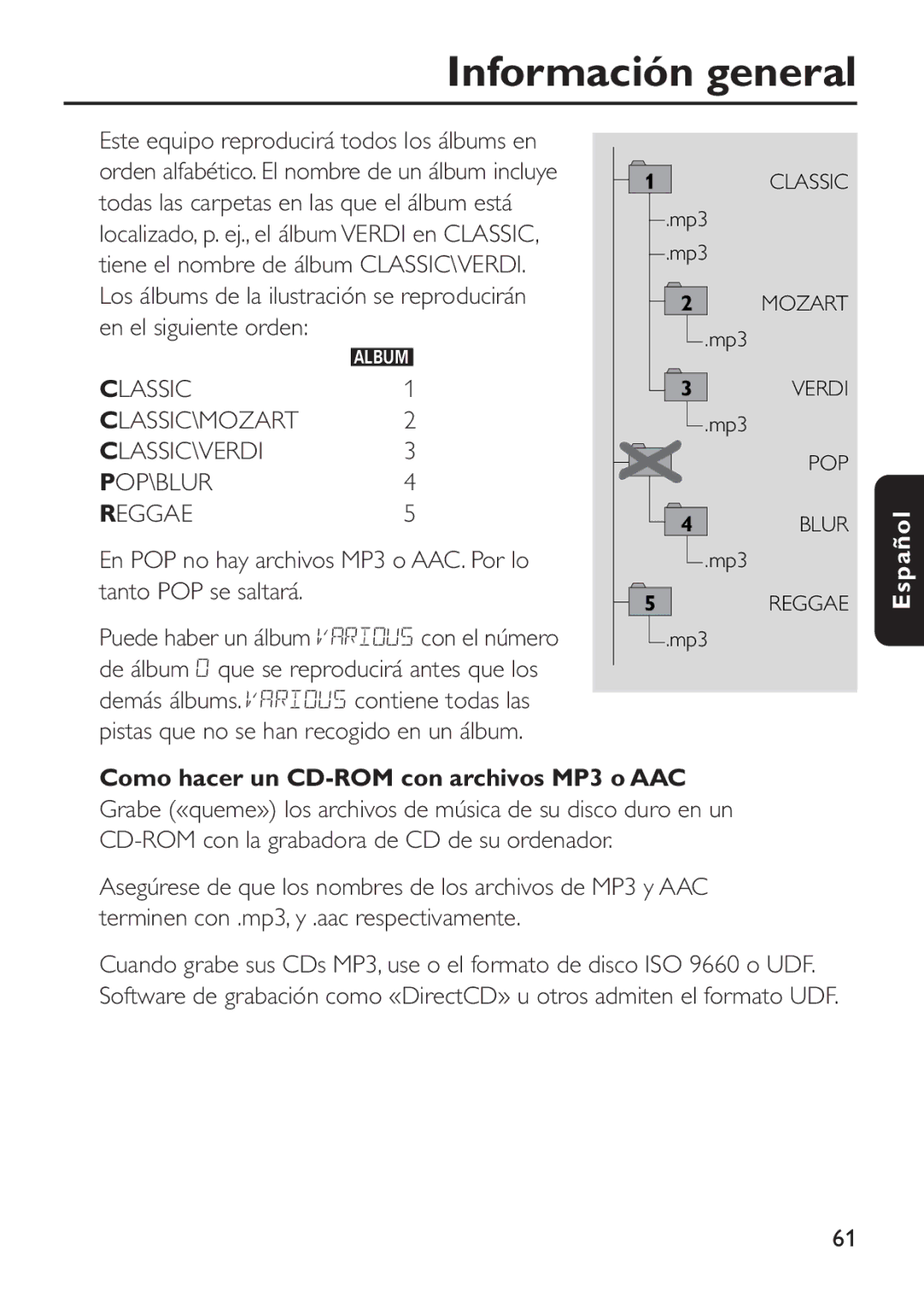 Philips EXP 501/00 manual Como hacer un CD-ROM con archivos MP3 o AAC 