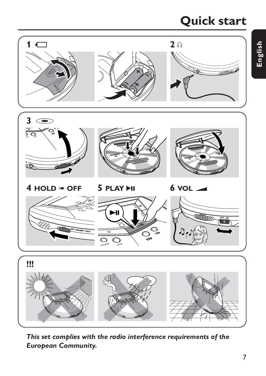 Philips EXP 501/00 manual Quick start, Hold OFF 5 Play 