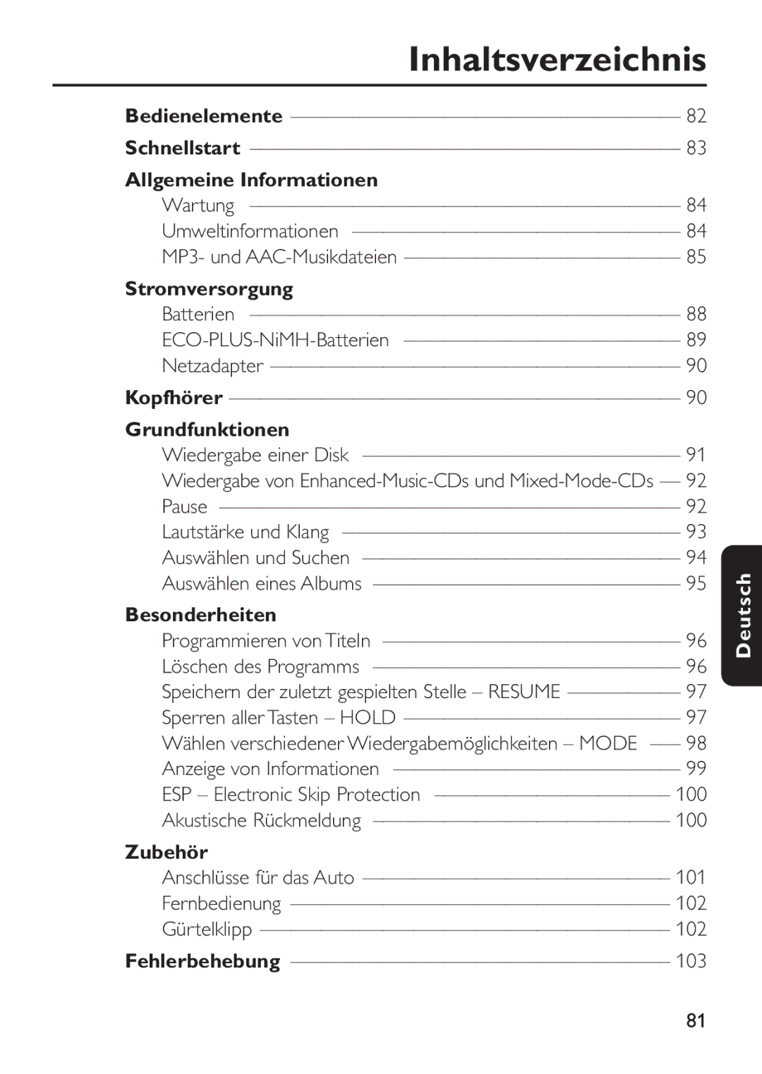 Philips EXP 501/00 manual Inhaltsverzeichnis 