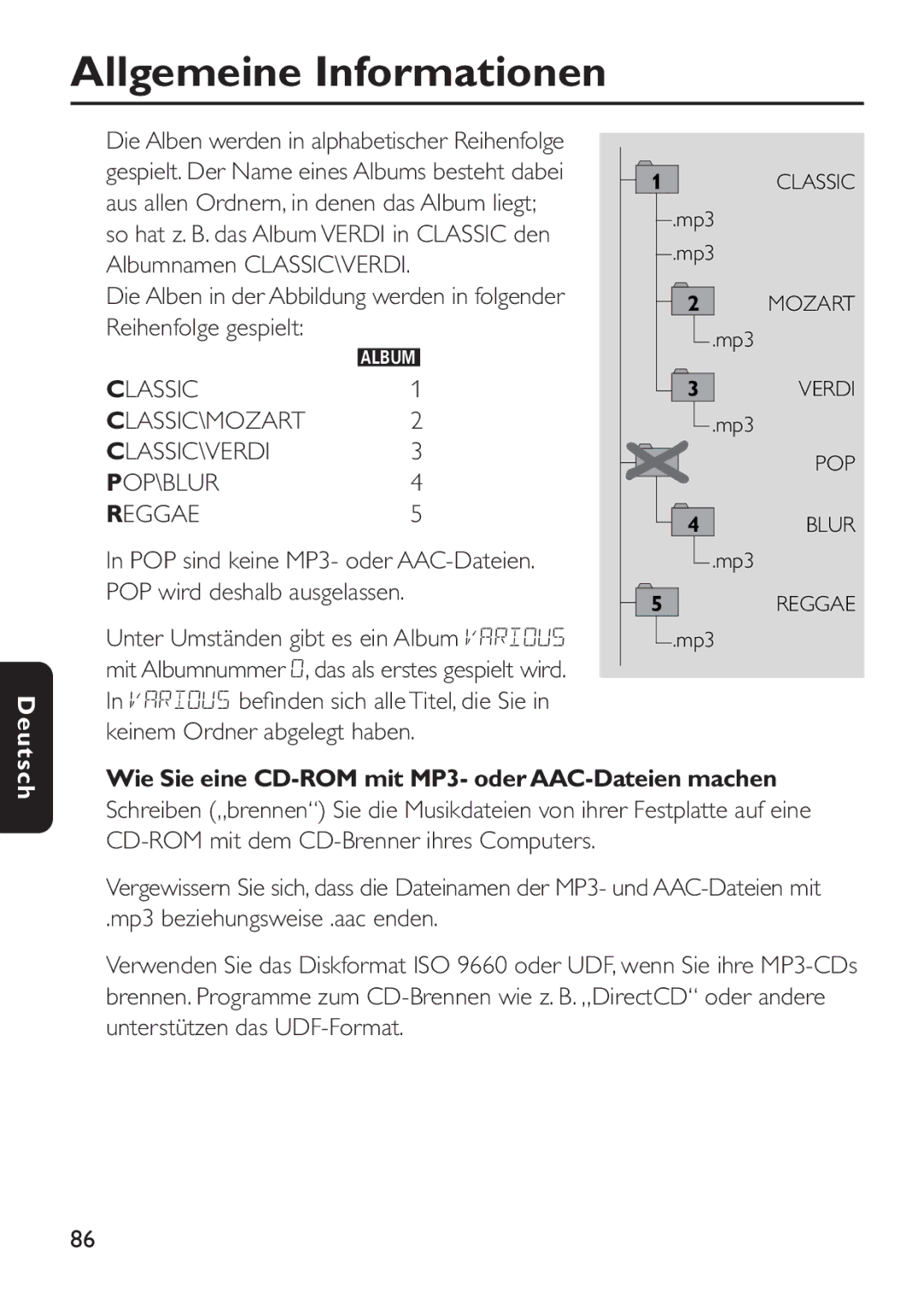 Philips EXP 501/00 manual Wie Sie eine CD-ROM mit MP3- oder AAC-Dateien machen 