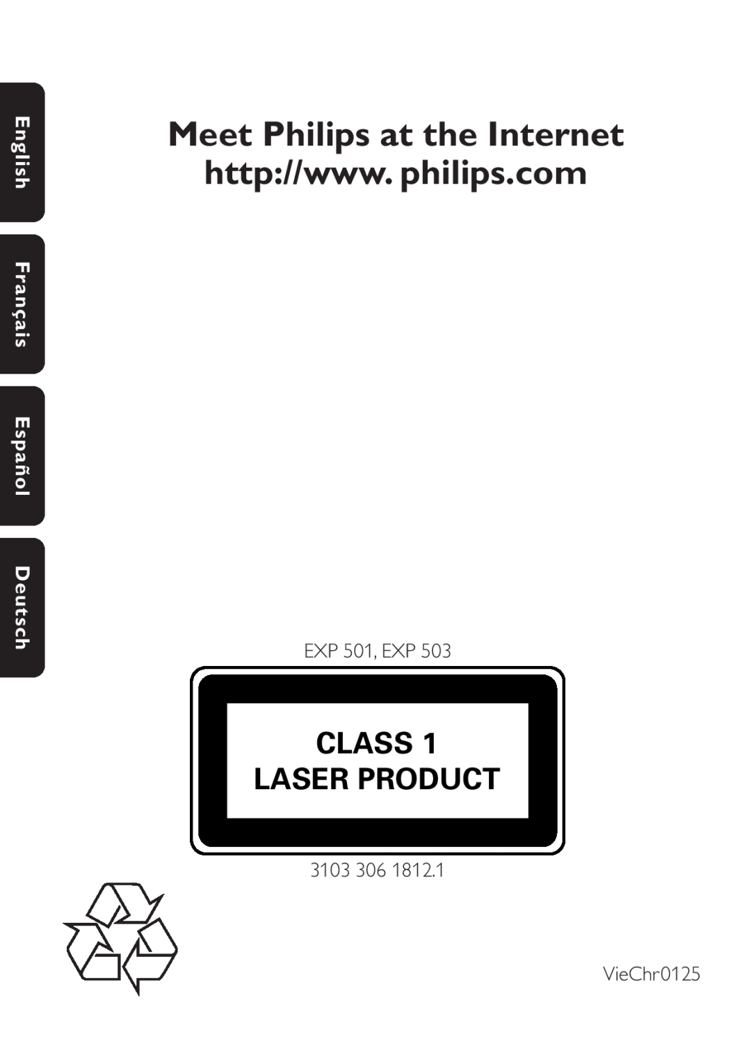 Philips EXP 501/00 manual Meet Philips at the Internet, English Français Español Deutsch, Class, Laser Product 