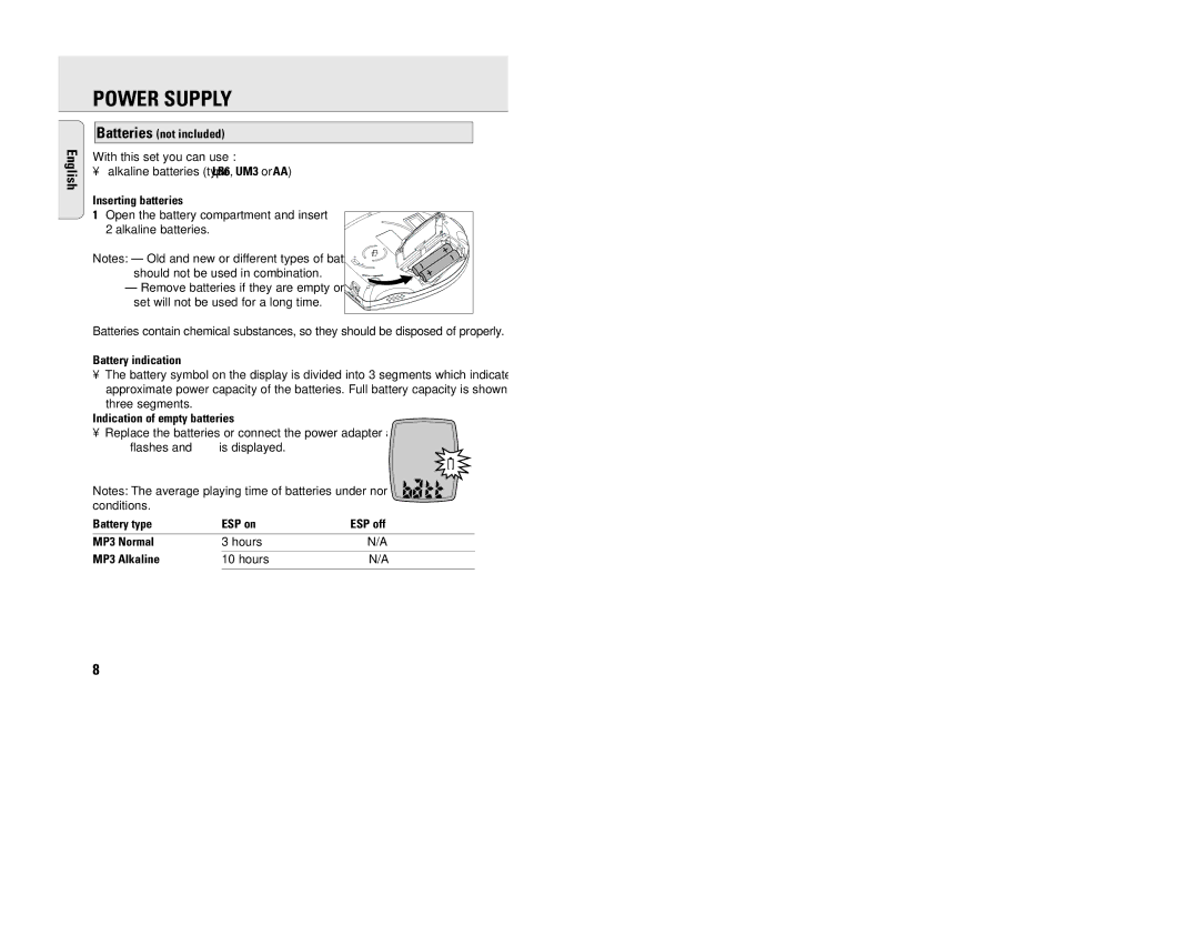 Philips EXP201, EXP203 manual Power Supply 