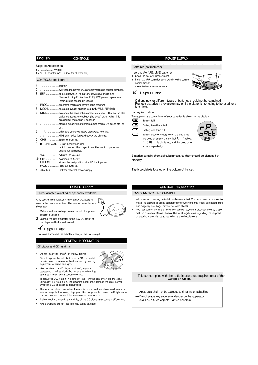 Philips EXP2460/02 user manual Power Supply, General Information 