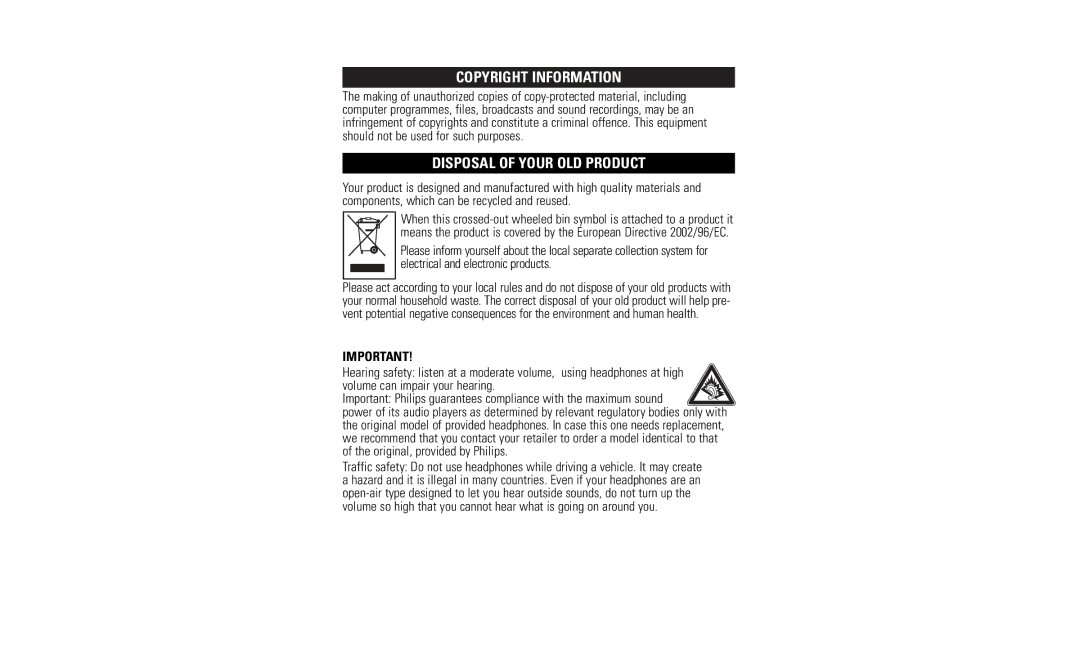 Philips EXP2540/02 user manual Copyright Information 