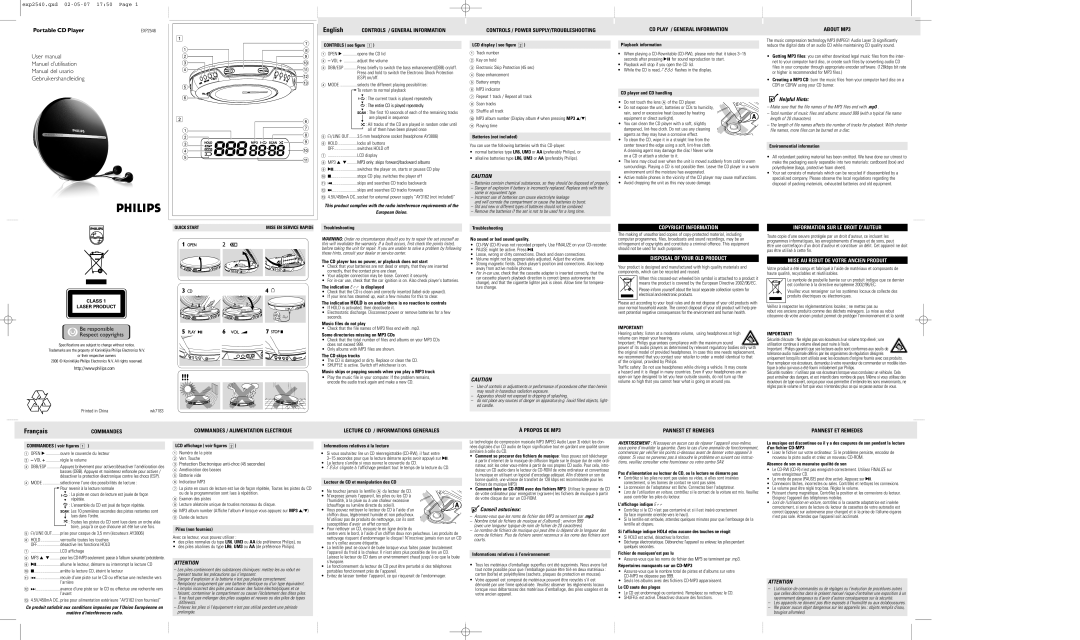 Philips EXP2546/02 user manual Controls see figure, LCD display see figure, Batteries not included, Playback information 