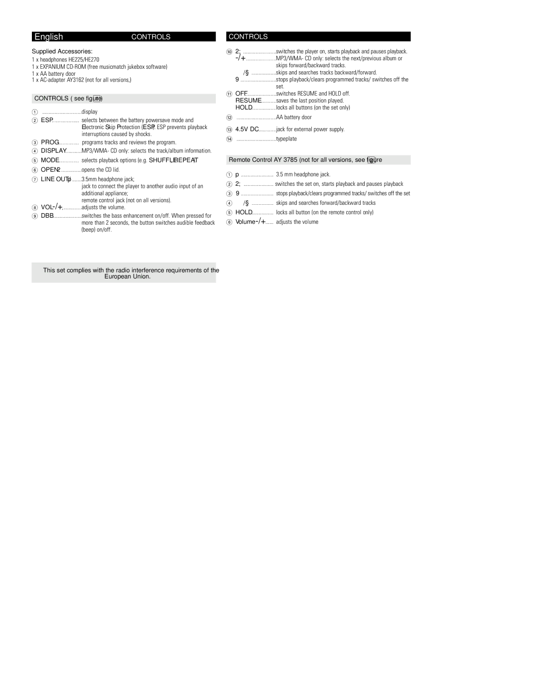 Philips EXP3364, EXP3362, EXP3361, EXP3365, EXP3360, EXP3363 user manual Controls, Dbb 