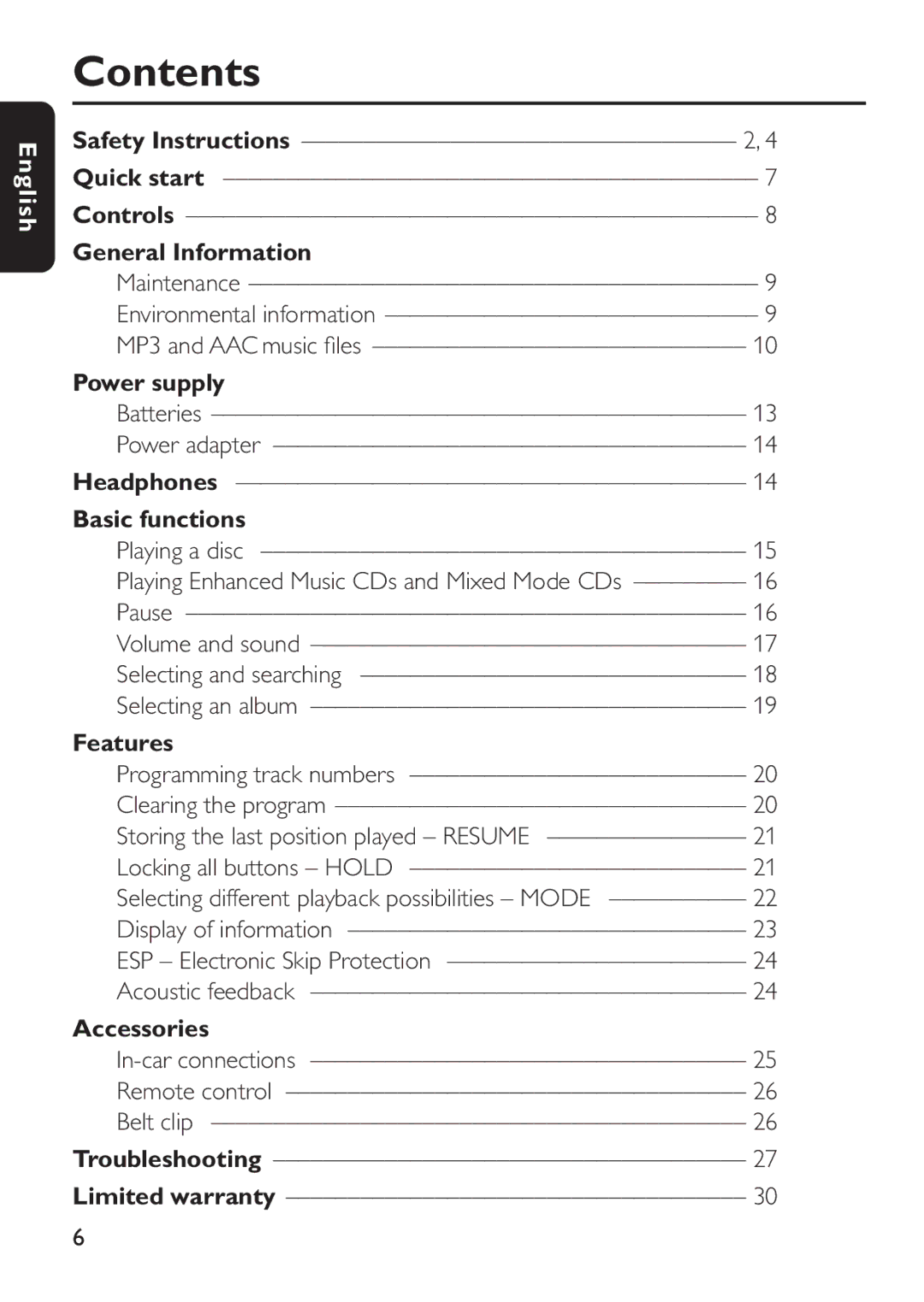 Philips EXP503 manual Contents 