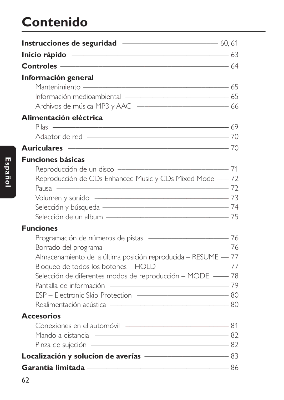 Philips EXP503 manual Contenido 