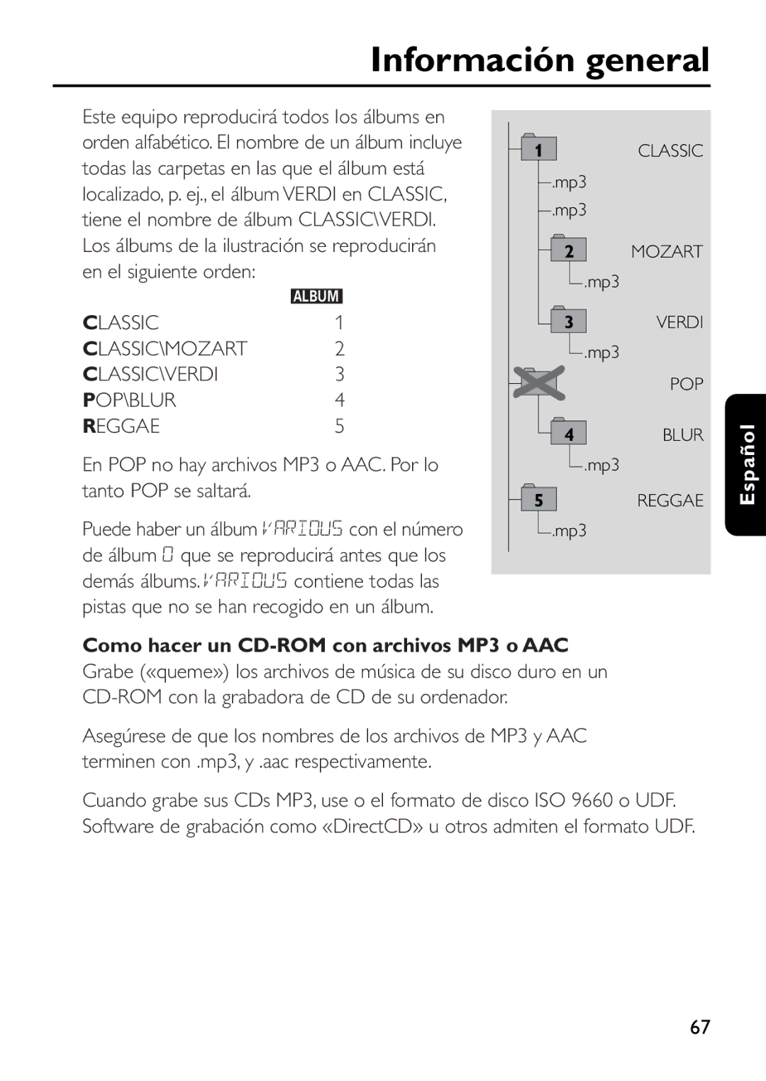 Philips EXP503 manual Como hacer un CD-ROM con archivos MP3 o AAC 