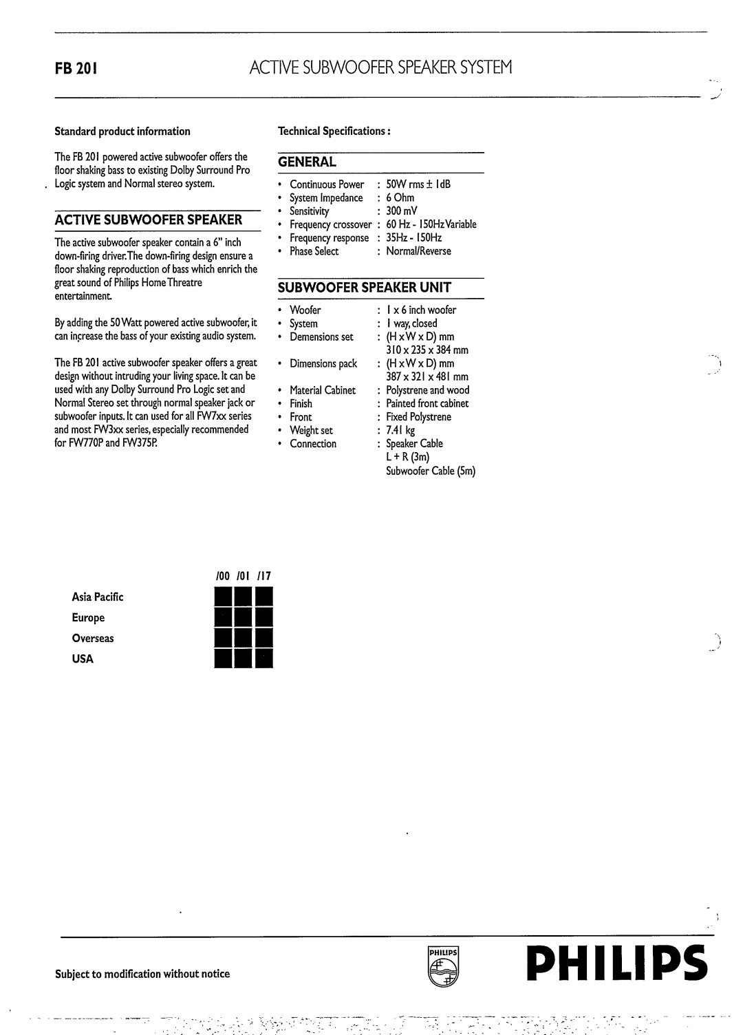 Philips FB 201 manual 