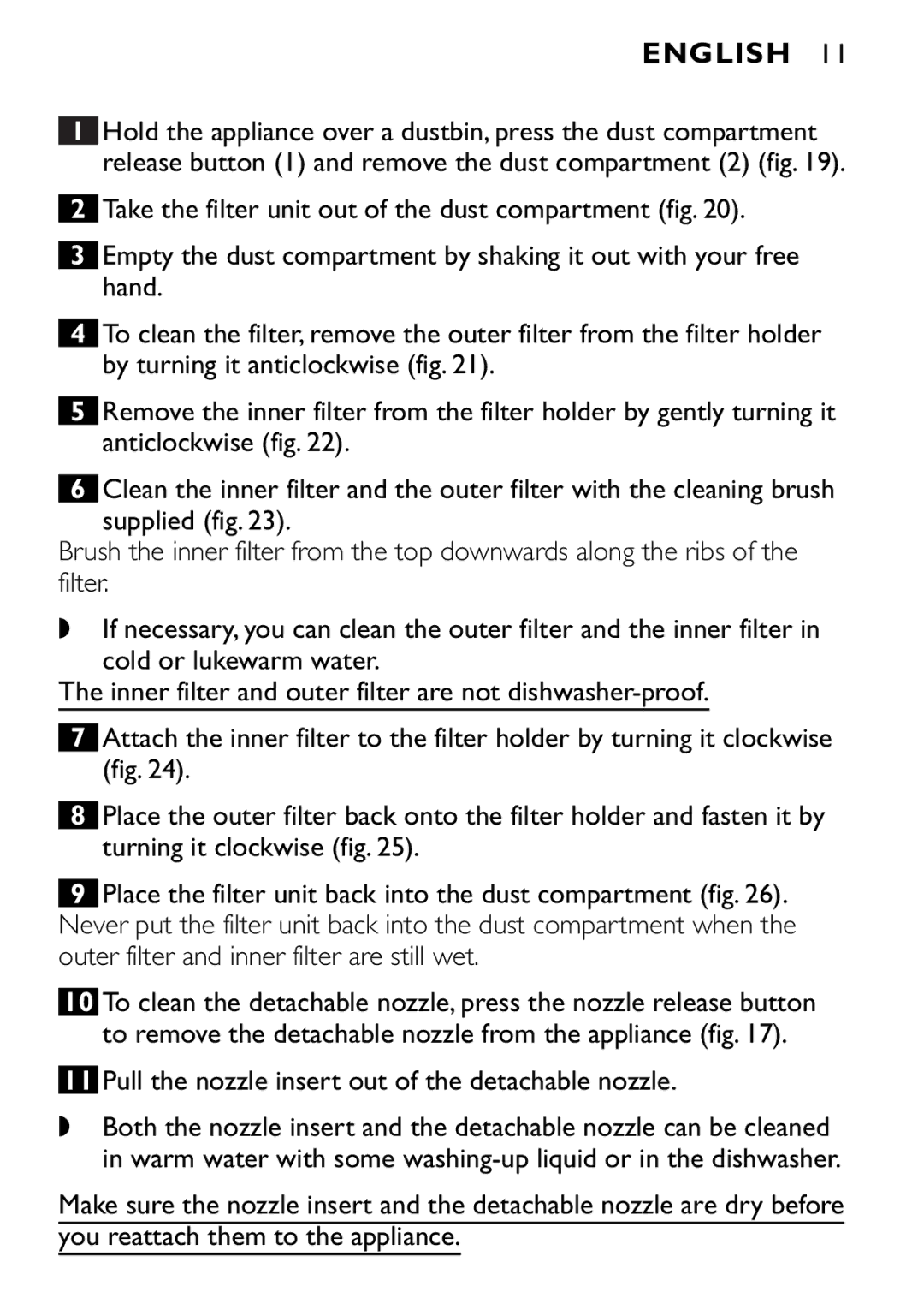 Philips FC6094, FC6092, FC6090 manual Pull the nozzle insert out of the detachable nozzle 