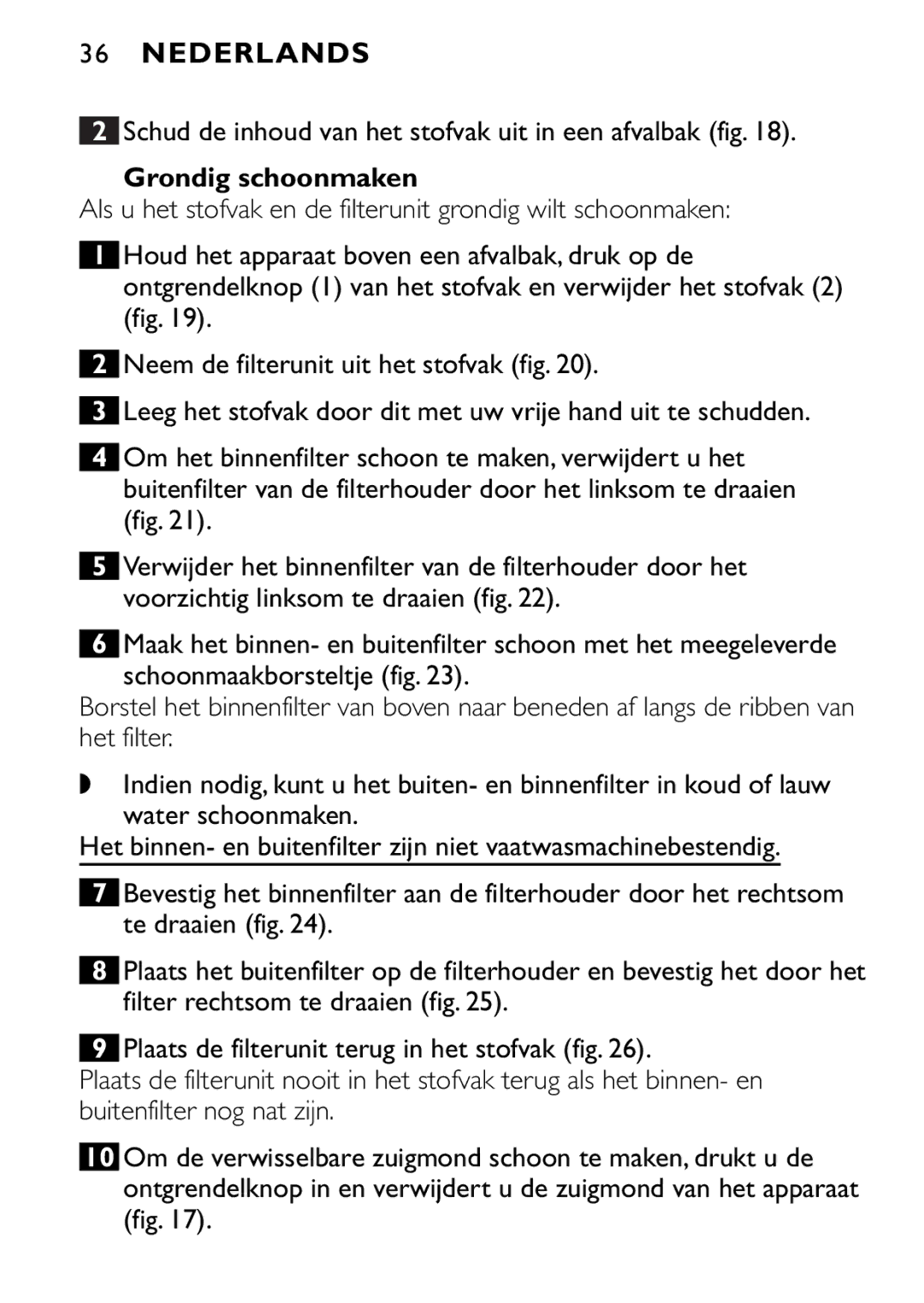 Philips FC6092, FC6090, FC6094 manual Grondig schoonmaken 