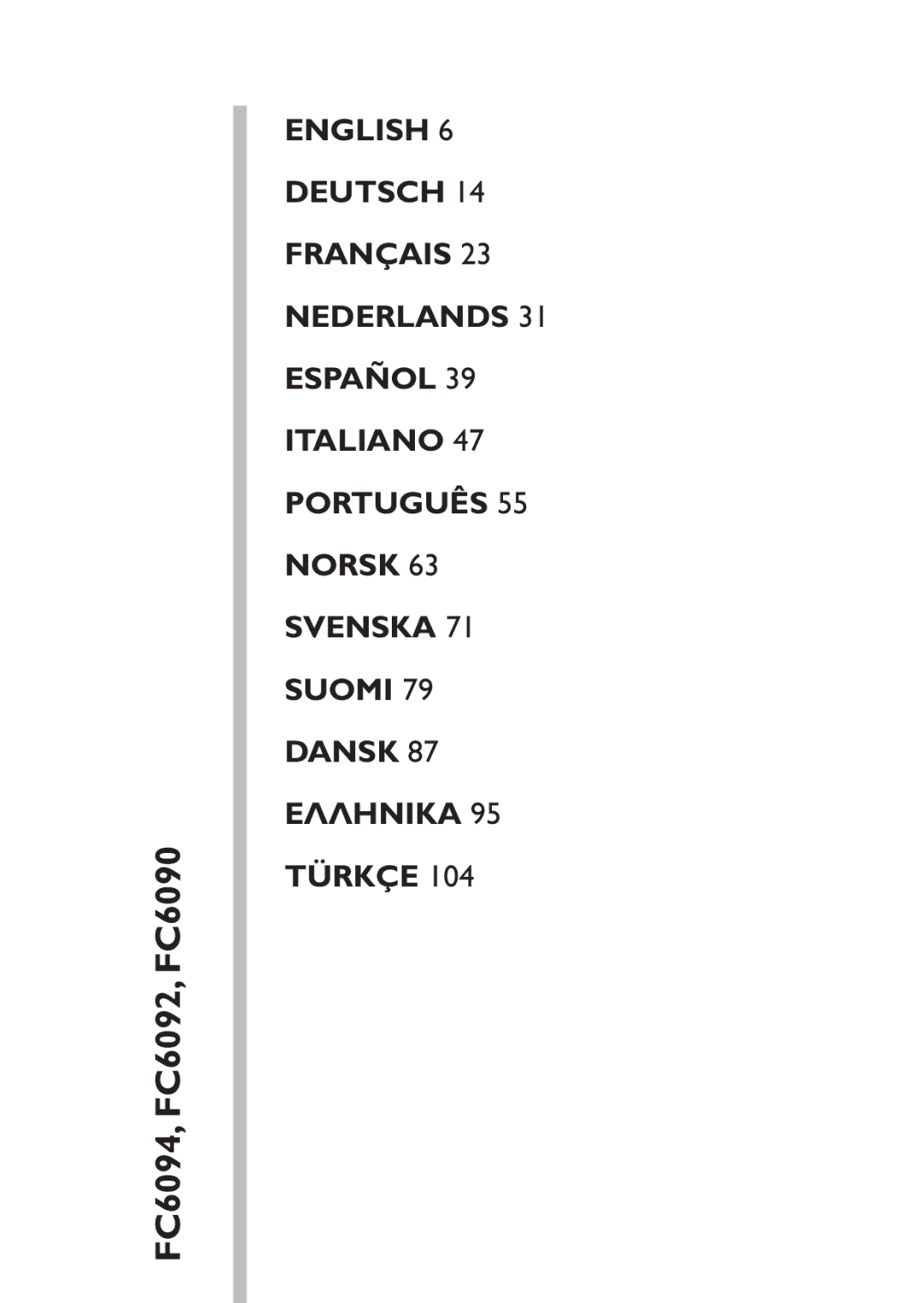 Philips manual FC6094, FC6092, FC6090 