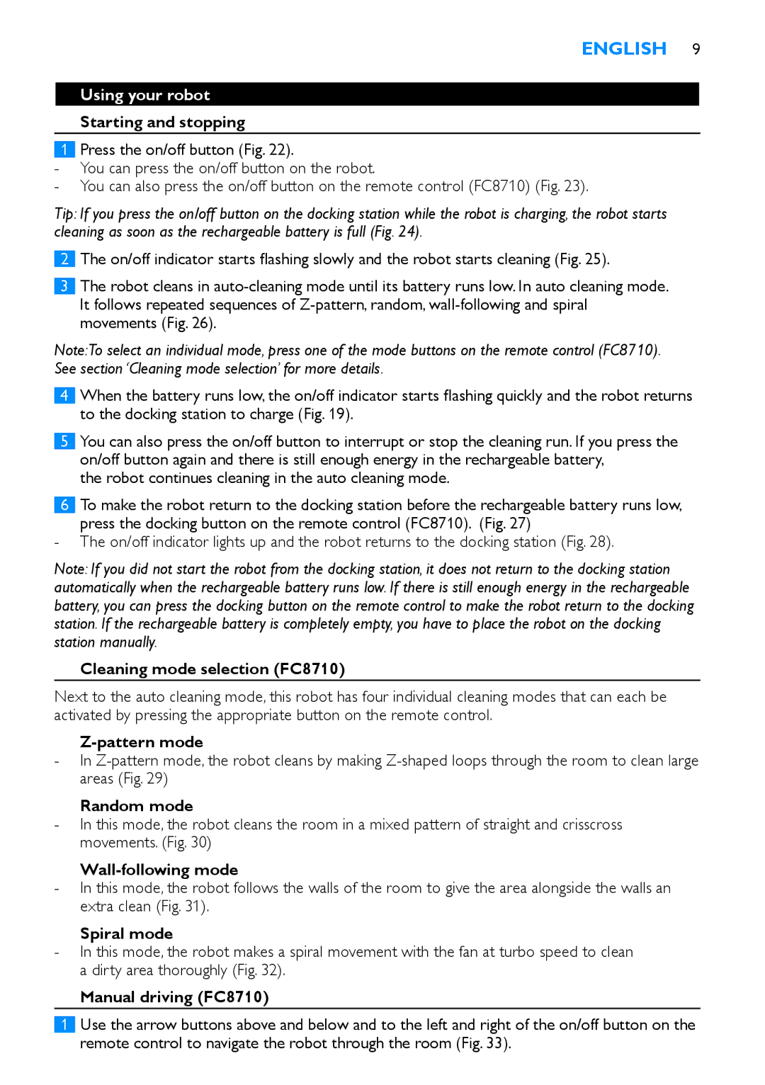 Philips FC8700, FC8710 manual Using your robot 