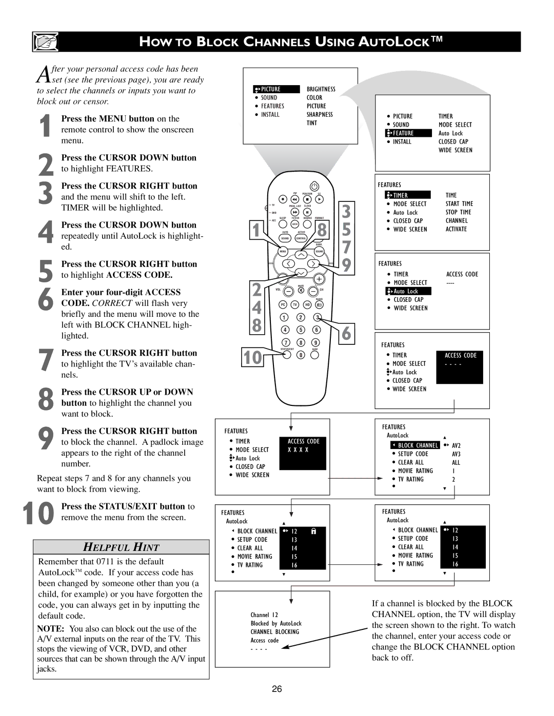 Philips Flat Panel Television warranty HOW to Block Channels Using Autolock, Want to block 