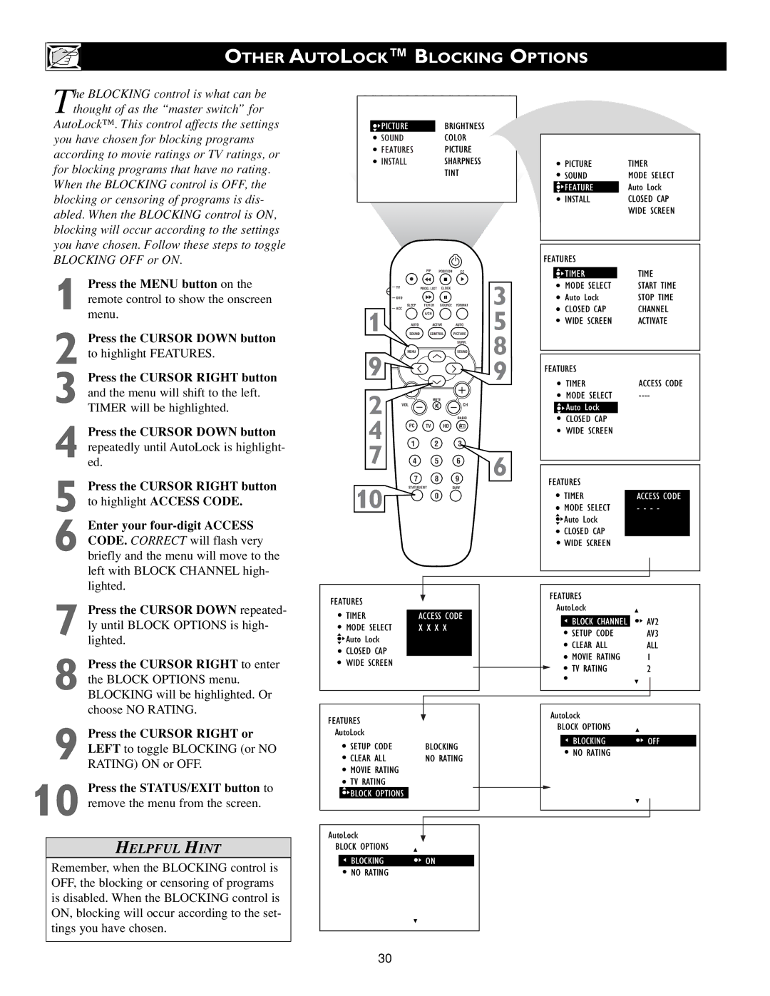 Philips Flat Panel Television warranty Other Autolock Blocking Options 