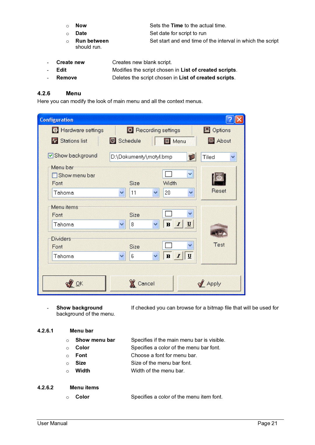 Philips FMU-100 user manual Menu 