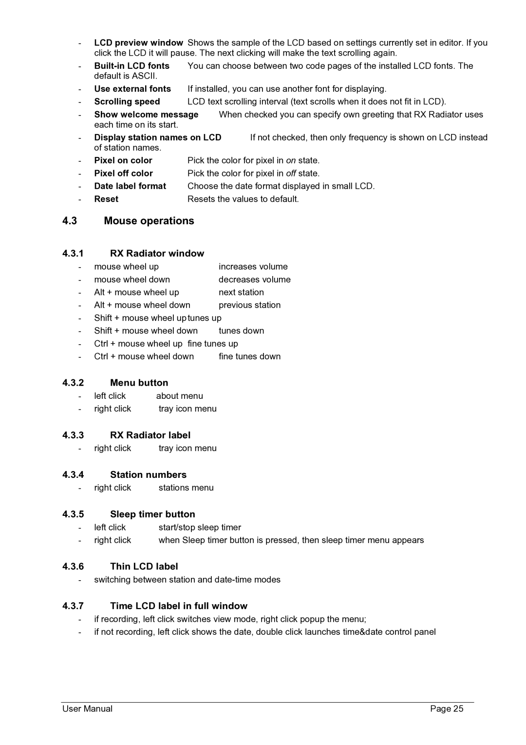 Philips FMU-100 user manual Mouse operations 