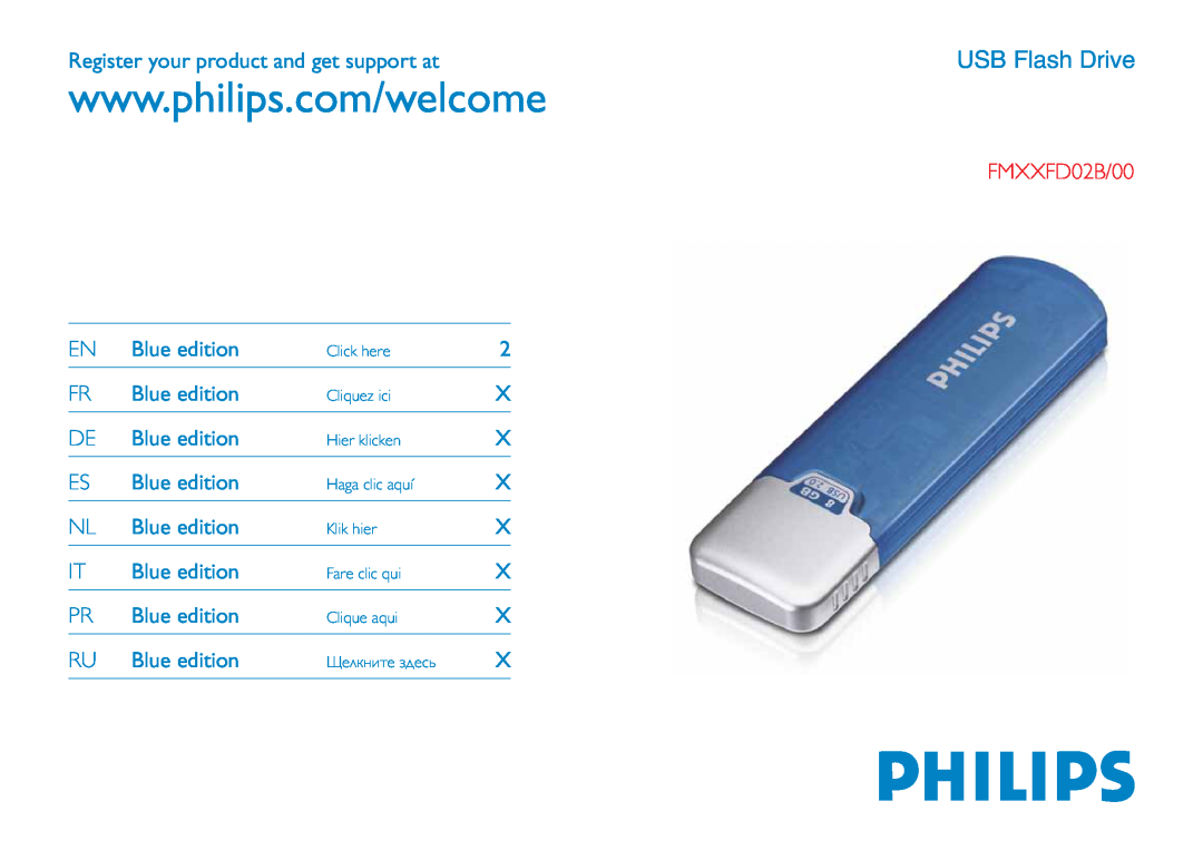 Philips FMXXFD02B/00 manual USB Flash Drive 