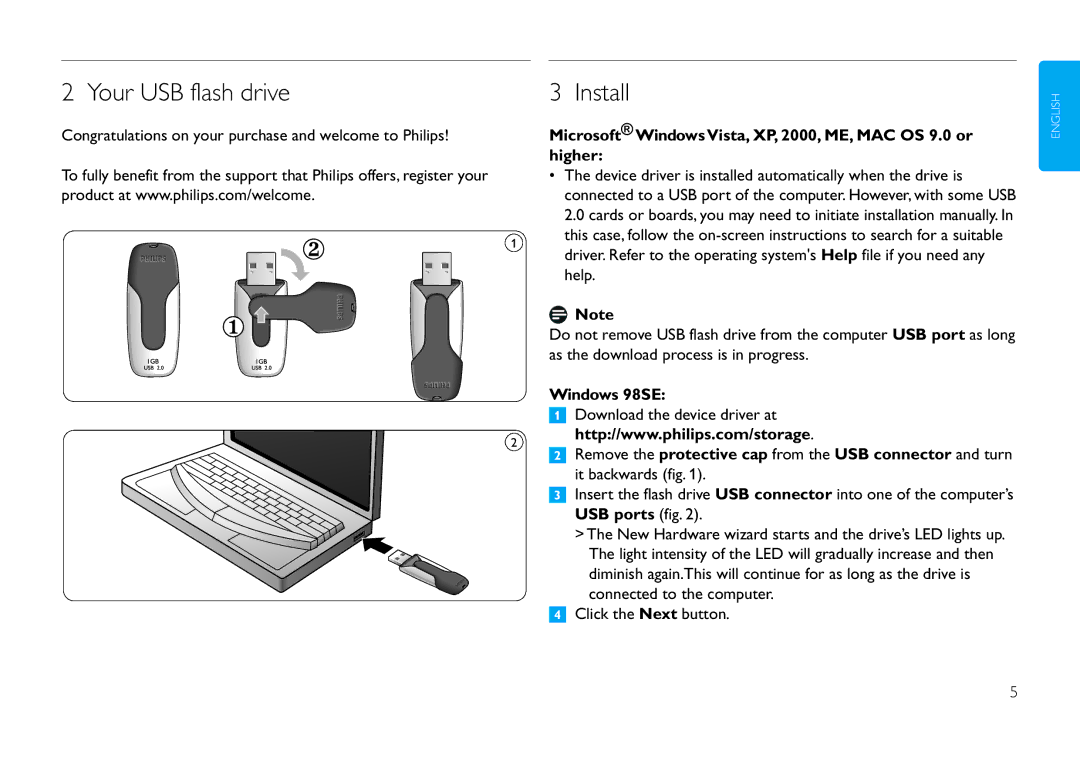 Philips FMXXFD20B manual Your USB flash drive, Install, Congratulations on your purchase and welcome to Philips 