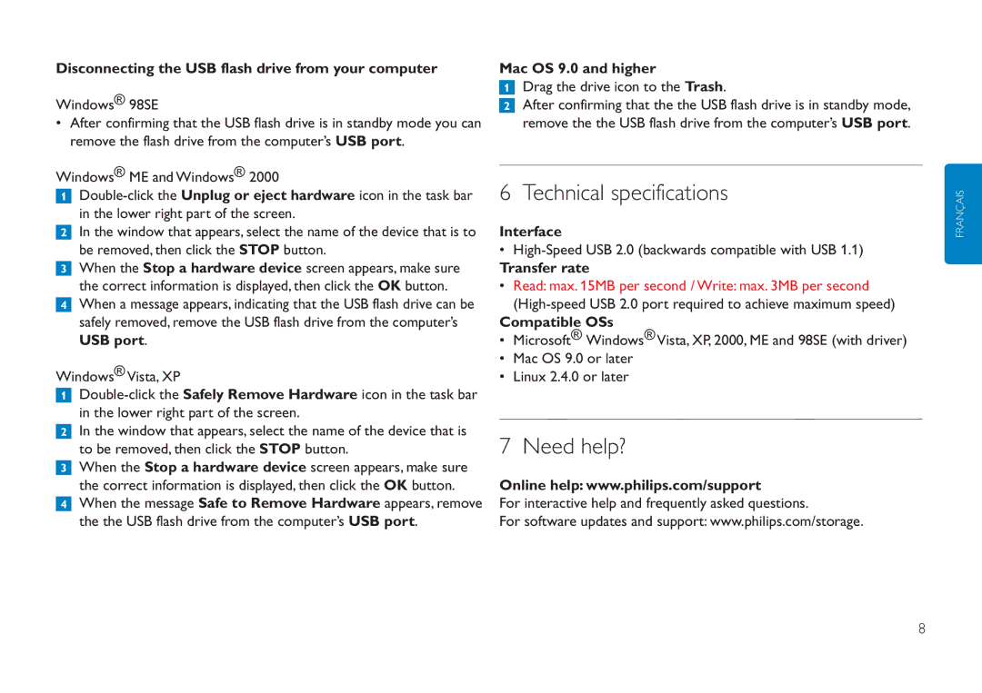 Philips FMXXFD20B manual Technical specifications, Need help? 