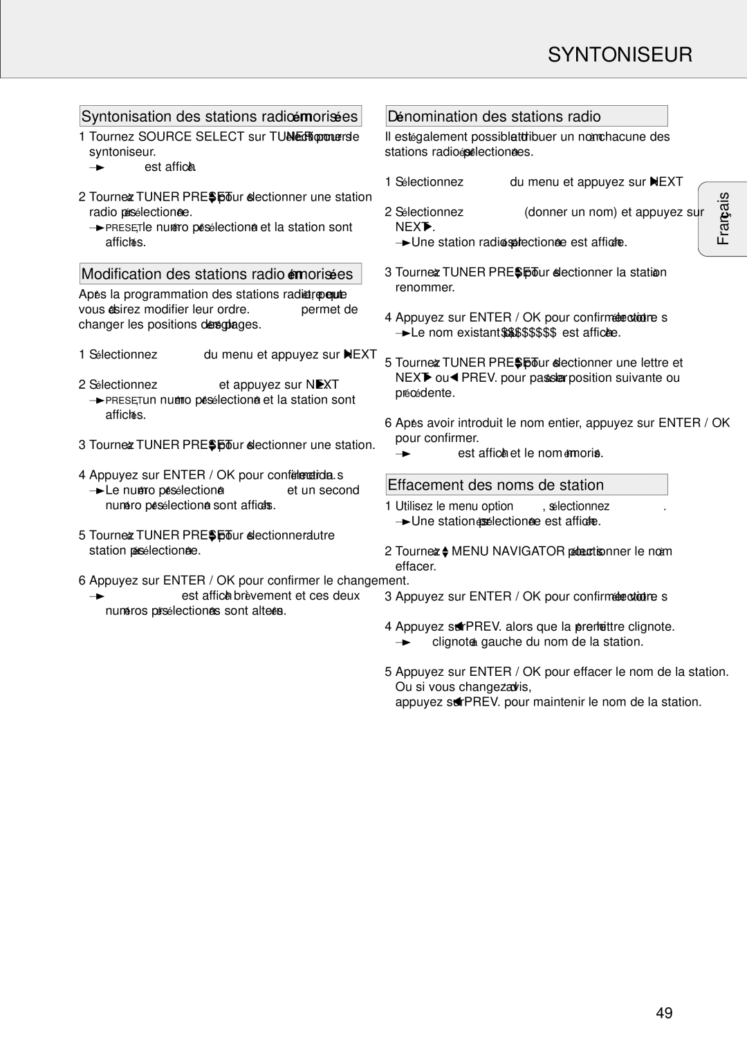 Philips FR-963, FR-995, FR-985 Dénomination des stations radio, Effacement des noms de station, Ou si vous changez d‘avis 