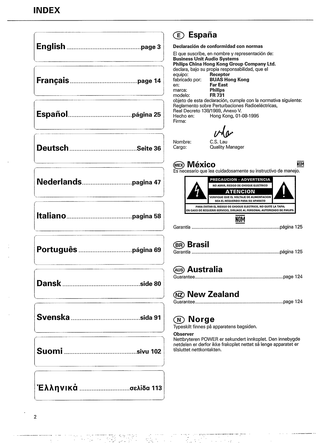 Philips FR731 manual 