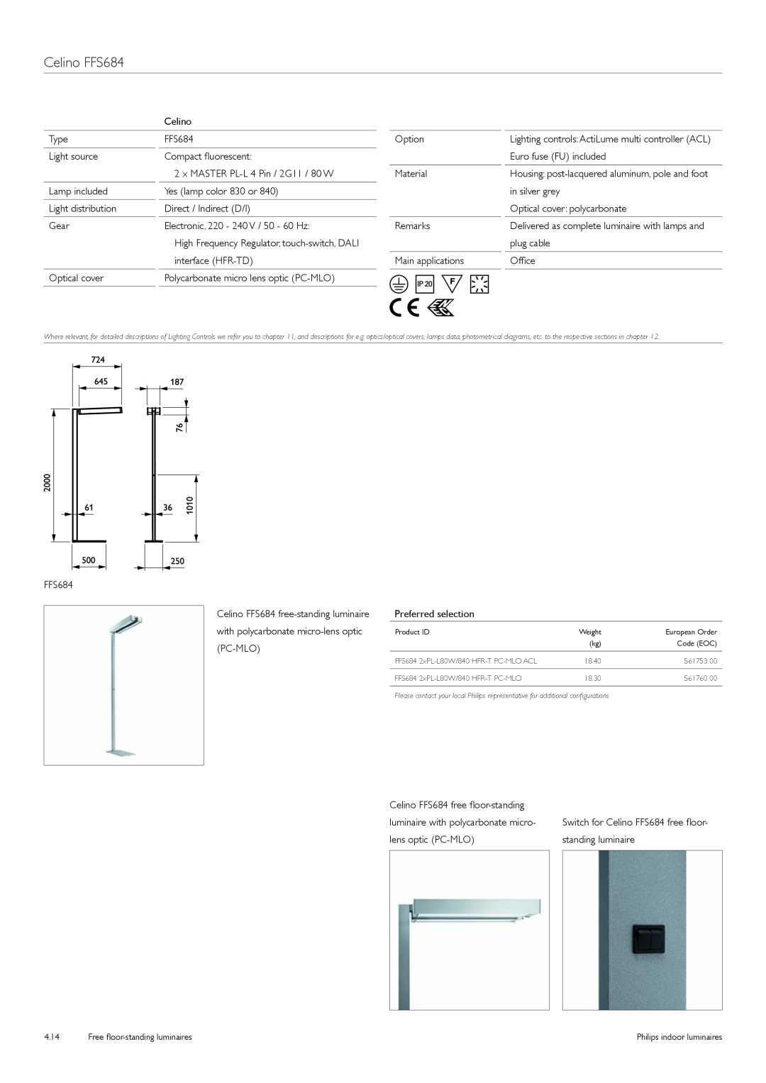 Philips Free Floor-Standing Luminaires manual Celino FFS684 